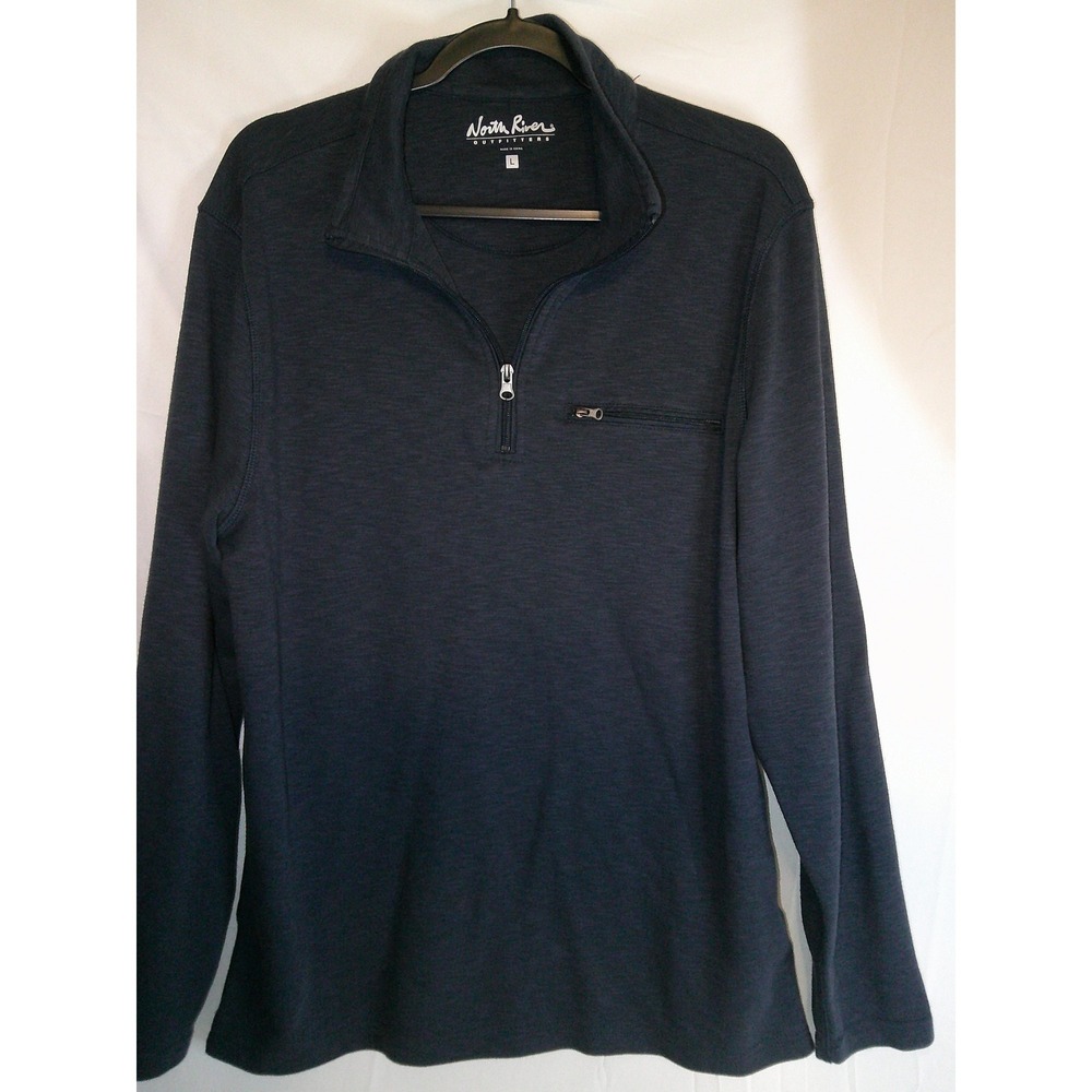 North River Outfitters Mens Pullover Sweater Quarter Zip Mock‎ Neck Large